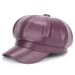 Autumn Winter Beret For Women PU Leher Solid Color Versile Artist Spring Korean Style Internet Celebrity Octagonal_viptrois.com
