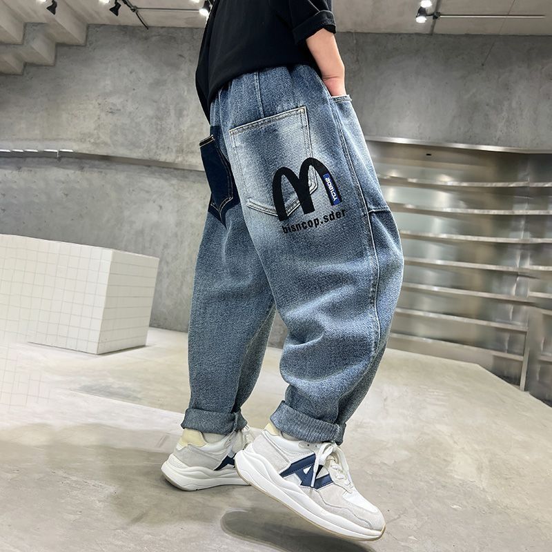 Boys' Denim Pants Spring And Autumn Children's Fall Sweatpants Casual Pants_viptrois.com