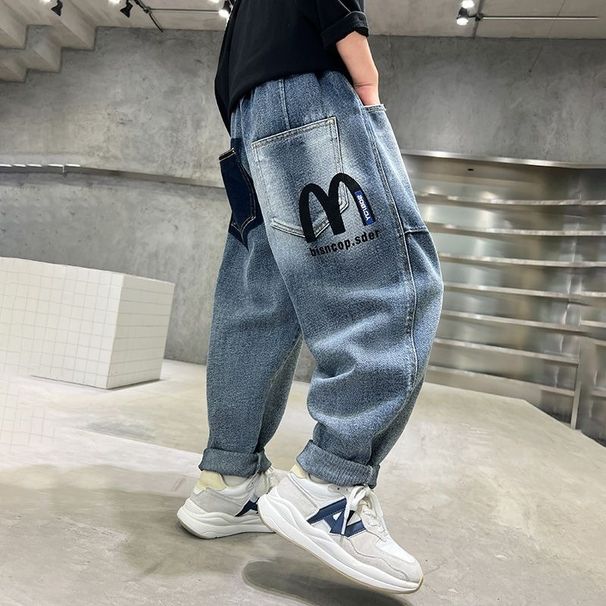 Boys' Denim Pants Spring And Autumn Children's Fall Sweatpants Casual Pants_viptrois.com