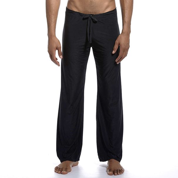 K Breathable And Smooth Men's Casual Pants Ice Silk Large Pants Solid Color Strap Loose Men's Home Pants_viptrois.com