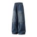 Men's Clothing Distressed Jeans For Men Autumn And Winter New Three Dimensional Loose Leaf Split Straight Leg Pants Trendy Brand Silhouette Long Pants_viptrois.com
