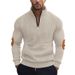 Men's Clothing Solid Color Corduroy Sweatshirt With Stand Up Collar And Half Zip Casual Long Sleeved Autumn Winter New Arrivals_viptrois.com