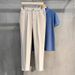 Men's Straight-Leg Casual Pants Plus Size Slim Fit Black Autumn/Winter Suit Pants Simple Style Ninemeter Shorts_viptrois.com