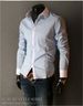 Men's Slim Fit Casual Fashion Shirt Color Blocked Square Neck Long Sleeve 2024 New Style Foreign Trade_viptrois.com