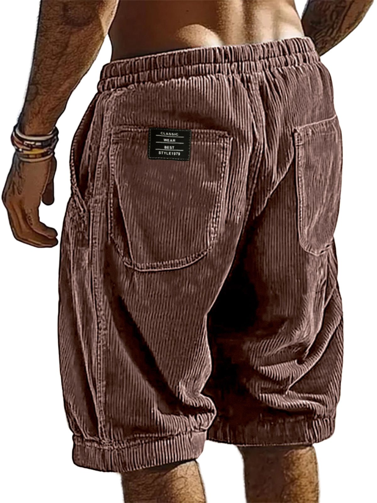 Men's Corduroy Shorts Summer Casual Comfortable Elastic Waist Drawstring Multiple Colors Fashionable Cargo Pants_viptrois.com