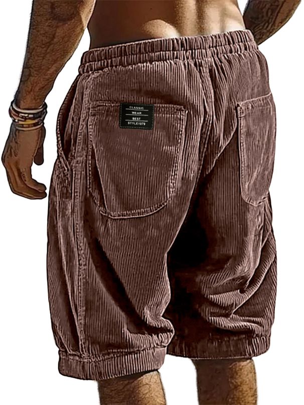 Men's Corduroy Shorts Summer Casual Comfortable Elastic Waist Drawstring Multiple Colors Fashionable Cargo Pants_viptrois.com