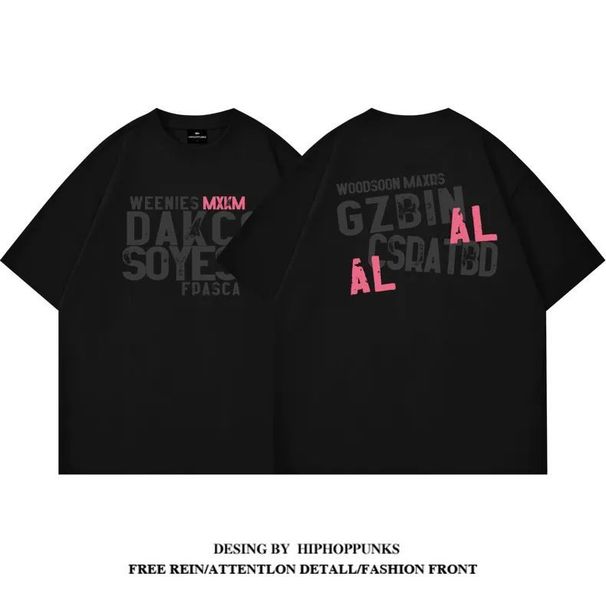 Vibe Hip Hop Handsome T-shirt Men's Versatile Cotton Short Sleeve American Trendy Brand High Street Loose Design Top_viptrois.com