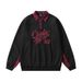 American Style Trendy Brand Patch Embroidery Lapel Sweatshirt Loose Pullover Spring And Autumn Men's Color Contrast_viptrois.com