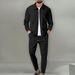 2024 Coat Autumn Youth Waffle Zip Pocket Flip Collar Slim Fit Cardigan Men's Jacket Set_viptrois.com