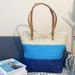 Women’s Bags New Fashion Hand Held Spot Three Color Stitching Paper Straw Woven Bag Straw Bag Beach Bag Seaside Holiday Bag_viptrois.com