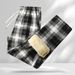 Men's Winter Fleece-Lined Pants – Cozy Sherpa Lined Plaid Trousers With Elastic Waist, Loose Fit & Thermal Insulation For Cold Weather Casual Wear_viptrois.com