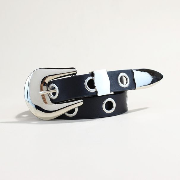 Punk Style Women's Belt Set - 3-Piece Studded Thin Waist Belt With Buckles, Gothic Rock Chic Adjustable Pants Belt For Jeans & Skirts_viptrois.com