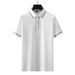 Men's Clothing Short Sleeved Polo Shirt Casual Business Solid Color Concealed Button Color Matching Lapel T Shirt_viptrois.com