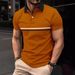 Striped Printed Short Sleeved Lapel T-shirt, Oversized Men's Simple And Sporty Polo_viptrois.com