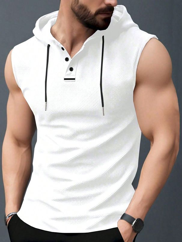 Men's Clothing Summer Vest Hooded Casual Sleeveless T Shirt_viptrois.com