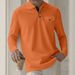 "Men's Checkered Long Sleeve Polo Shirt - Breathable Button-Down Pocket Design For Casual & Business Casual Wear - White/Black/Gray/Navy/Orange"_viptrois.com
