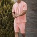 Men's Cotton Short Sleeve T-Shirt And Shorts Set Casual Sports Suit Thin Summer Wear M-5XL Sizes Available_viptrois.com