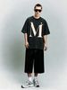 Vintage Washed Oversized Serif MI Letter Graphic 230g Cotton T-Shirt Men's Casual Streetwear Tee_viptrois.com