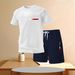 Men's Short Sleeve T-Shirt Trendy Summer Style Letter Print Loose Fit Casual Suit_viptrois.com