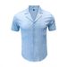 Men's Clothing Men's Short Sleeved Cuban Collar Striped Shirt Summer Casual Shirt Independent Station Wish_viptrois.com