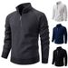 Men's Stand Collar Half-Zip Knit Sweater – Stylish Winter Pullover With Fleece Lining & Ribbed Hem (S-2XL)_viptrois.com