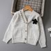 Pearl Flower Snow Wool Cardigan Girls Sweater Medium And Large Children's Autumn And Winter Children's Sweater New Style_viptrois.com
