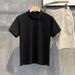 Men's Clothing Poio Shirt Solid Color Short Sleeved Lapel Sweater Slim Tops Ribbed Casual All Match Shirt_viptrois.com