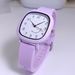 New Jelly Color Square Case Crooked Smiley Face Student Sports Silicone Strap Quartz Watch_viptrois.com