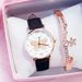 Korean Style Ladies Fashion Trend Versatile Butterfly Dial Belt Quartz Watch Female Watch + Star Bracelet 2pcs/set_viptrois.com