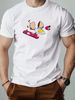 Maglietta Uomo Estiva 180g Cotone 100% Girocollo Stampa Uovo E Skateboard, Tessuto Traspirante Resistente Ai Lavaggi Per Streetwear Quotidiano_viptrois.com