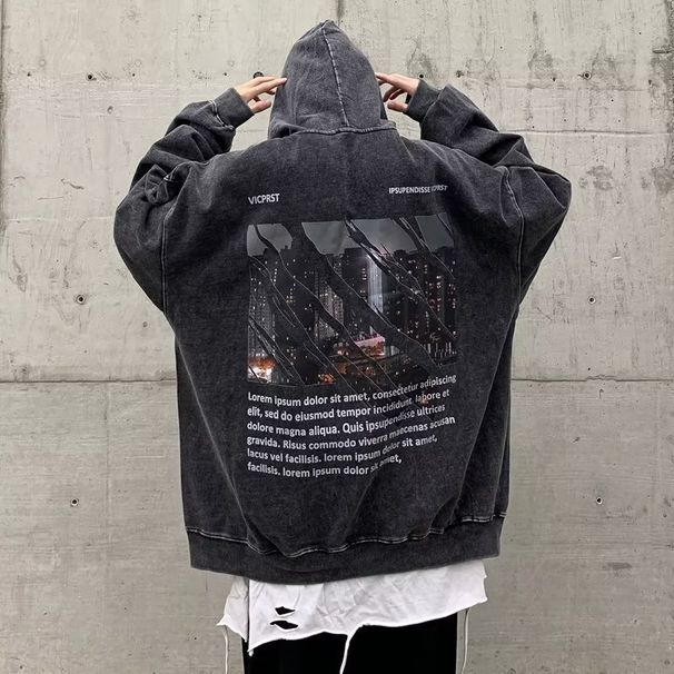 Pure Cotton High Street Vibe Versatile Hoodie For Men, Washed Made Old American Style Trendy And Handsome Hooded Jacket_viptrois.com
