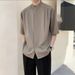 Men's Clothing New Style Stand Up Collar Loose Designer Three Dimensional Tailoring Versatile Shirt Solid Color Simple Versatile Short Sleeved Shirt_viptrois.com
