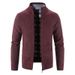 Knitted Cardigan For Men, Long-sleeved Warm Jacquard Casual Stand-up Collar Thick Sweater For Men In Autumn And Winter_viptrois.com