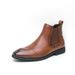 New Fashion Chelsea Boots Men's Pointy Toe Retro Boots British Men's Boots Leather Boots Leather Shoes_viptrois.com