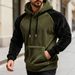 Men's Colorblock Fleece Hoodie – Winter-Ready Polyester Blend With Raglan Sleeves & Contrast Panels (Lightweight, Streetwear Staple, Unisex Fit)_viptrois.com