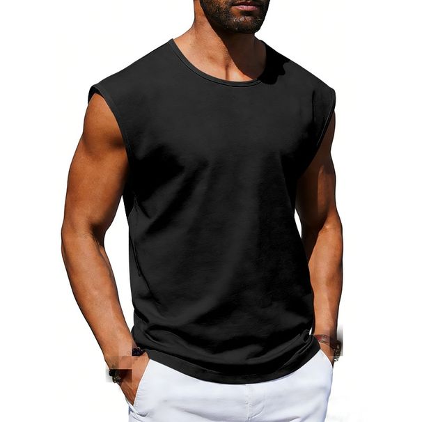Men's Summer New Style Sleeveless T-shirt For Teenagers - Casual Loose Pure Color Lightweight Blazer-style T-shirt For Men_viptrois.com