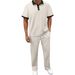 Men's Clothing Jacquard Print Short Sleeve T-Shirt & Pants Lounge Set – Lightweight Summer Casual Outfit For Gym, Travel & Daily Wear ( S-XXXL)_viptrois.com