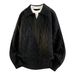 Men's Oversized Cable Knit Sweater – Preppy Style Mock Two-Piece Design, Comfort Fit For Sizes_viptrois.com