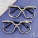 Personalized European And American Half Frame Rhinestone Flat Glasses Exquisite Women's Plain All Match Diamond Studded Fashion Glasses Cross Border_viptrois.com