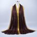 Muslim headscarf Women's Cotton Gold Silk Scarf Monochrome Tassel Silk Scarf Muslim Bun Head Long Scarf Multi-functional_viptrois.com