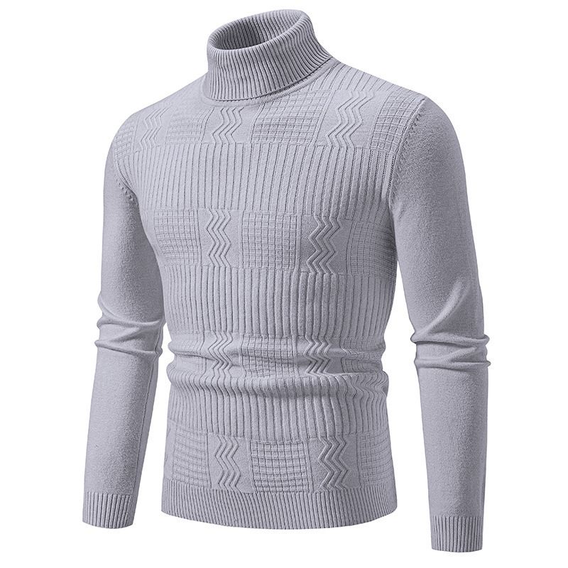 Men's Chunky Knit Sweater –Fall/Winter High Neck Cable Knit Pullover – Oversized Casual Turtleneck For Big & Tall (Up To XXXL)_viptrois.com