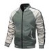 New Autumn Baseball Collar Jacket For Men – Slim Fit Two-Stripe Cotton Blend Bomber (M-5XL, White/Black/Green)_viptrois.com