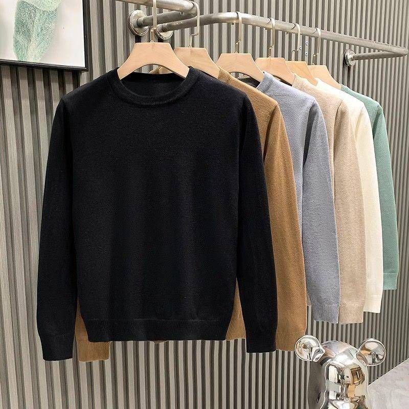 Men's Clothing Round Neck Sweater Men's Autumn And Winter New Style Light Luxury Lazy High End Hot Style White Bottoming Shirt_viptrois.com
