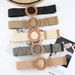 Popular Style Cotton and Linen Style PP Grass Woven Belt Women's Round Square Buckle Korean Style dress Long Shirt Women's Decorative Belt_viptrois.com