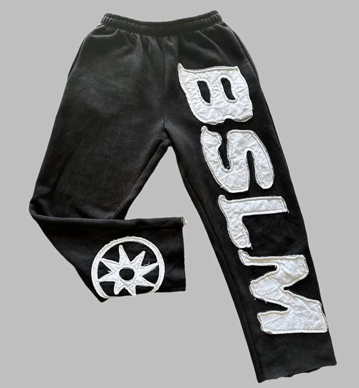 Men's Clothing Hot Selling Personality Street Hip Hop Letter Patch Sweatpants Men Fashion Casual Loose Trousers_viptrois.com