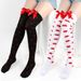 Red Lips Love Valentine's Day stockings will be over the knee stockings cute bow stockings_viptrois.com