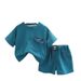 New Foreign Trade Boys Short Sleeved Casual Solid Color Children's Clothing Two Piece Korean Style Fashion Suit Manufacturers Wholesale_viptrois.com