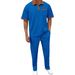 Men's Clothing men's new waffle lapel color matching short sleeved trousers two piece casual suit_viptrois.com