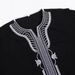 Men's Long Shirt, Casual Youth, Ordinary Black Muslim Embroidered Robe_viptrois.com