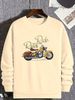 Men's Loose Casual Fashionable Retro Motorcycle Pattern Printed Round Neck Long Sleeved Sweatshirt For Autumn And Winter_viptrois.com